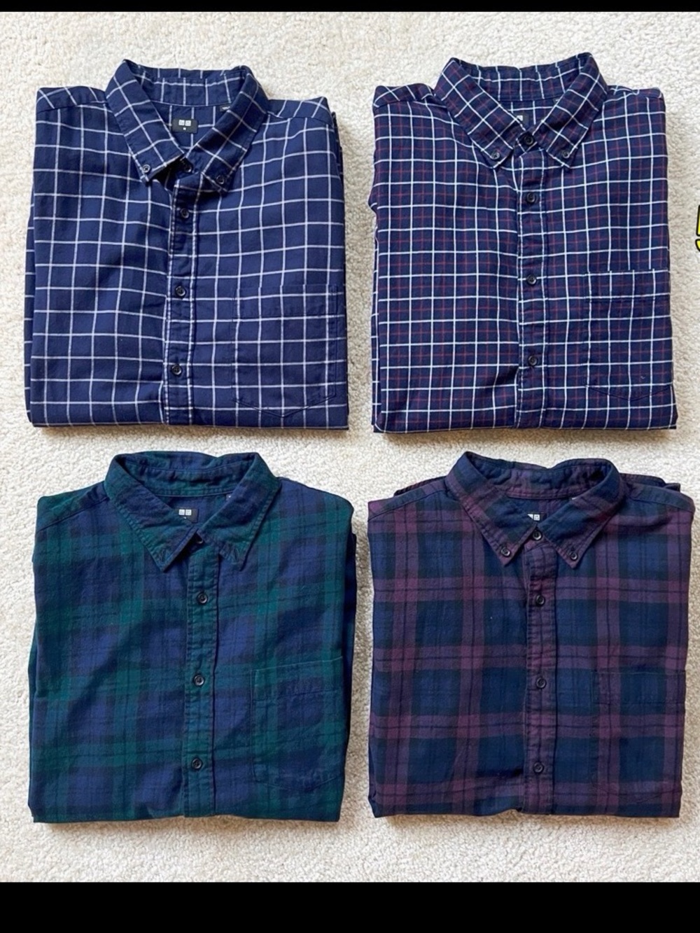 Uniqlo Men’s Flannel Shirt Bundle, M
